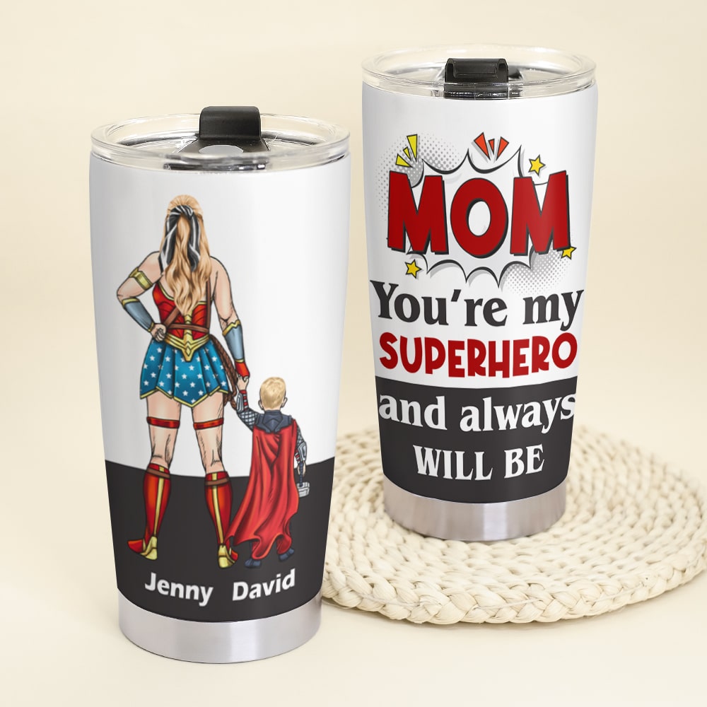 Personalized Super Mom Stainless Coffee Tumbler