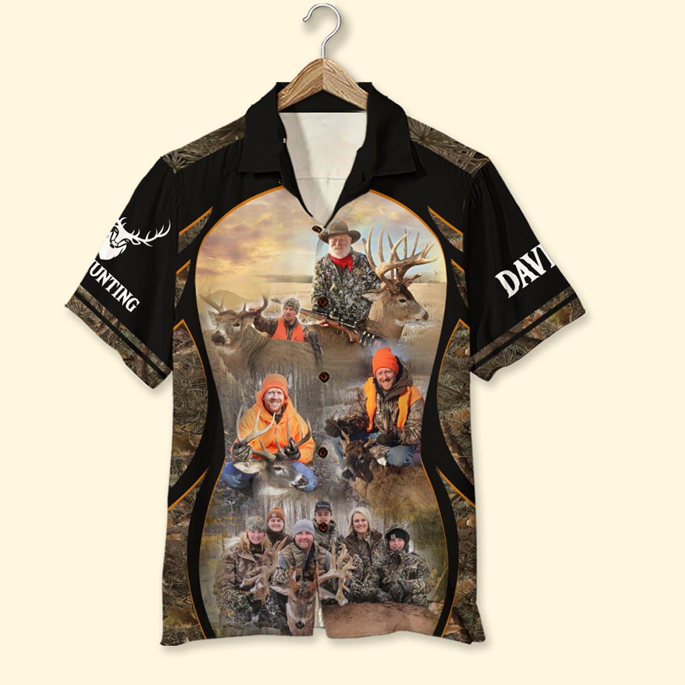 Custom Deer Hunting Photo Shirt, Plateau Background, Gift For Hunting Lovers - Hawaiian Shirts - GoDuckee