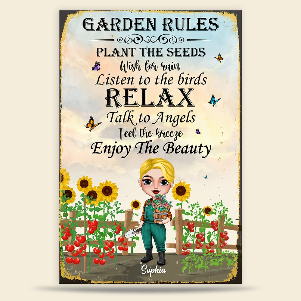Garden Rules Personalized Gardener Metal Sign Gift For Gardener - Metal Wall Art - GoDuckee