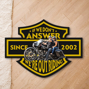If We Don't Answer We're Out Riding Custom Biker Couple Metal Sign, Gift For Couple - Metal Wall Art - GoDuckee