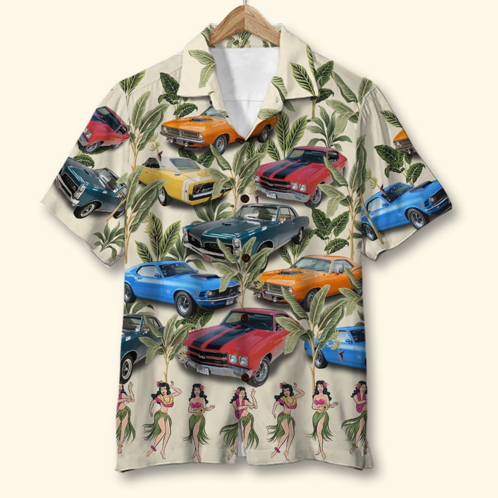 Custom Classic Car Hawaiian Shirt, Dancing Girls Pattern - Hawaiian Shirts - GoDuckee