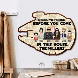 Galaxy Family, Check Ya Force Before Coming, Personalized Family Wood Sign - Wood Sign - GoDuckee