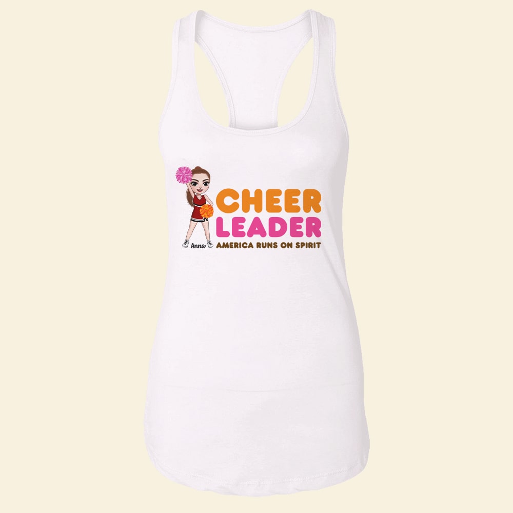 Cheerleader America Runs On Spirit Personalized Shirt Gift For Her - Shirts - GoDuckee