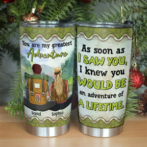 You Are My Greatest Adventure Personalized Camping Couple Tumbler, Gift For Couple - Tumbler Cup - GoDuckee