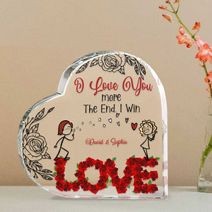 Couple I Love You More The End I Win, Personalized Heart Plaque, Gift For Couple - Decorative Plaques - GoDuckee