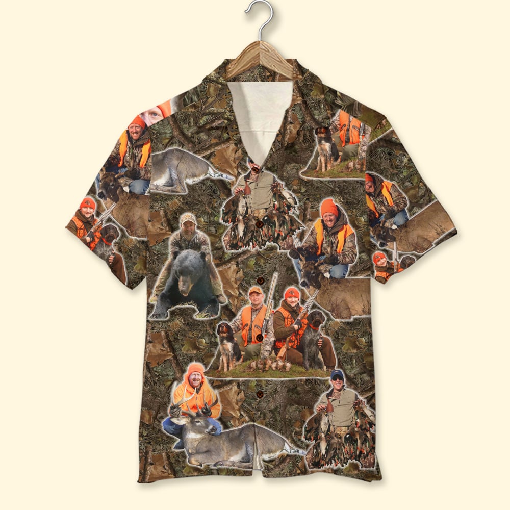 Custom Hunting Photo Hawaiian Shirt, Gift For Hunting Lovers - Hawaiian Shirts - GoDuckee
