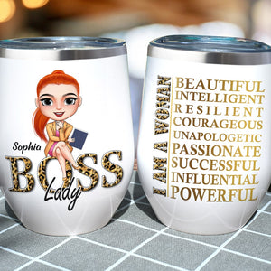 I Am A Woman Personalized Boss Lady Tumbler Gift For Her - Wine Tumbler - GoDuckee