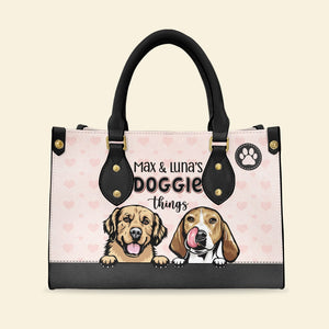 Doggie Things, Gift For Dog Lovers, Personalized Leather Bag - Leather Bag - GoDuckee