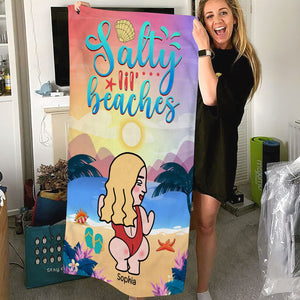 Salty Lil' Beaches - Beach Towel - Gift For Friends - Beach Towel - GoDuckee