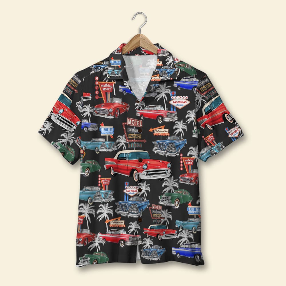 Classic Car Hawaiian Shirt, Aloha Shirt, Summer Gift, Coconut Tree Pattern - Hawaiian Shirts - GoDuckee
