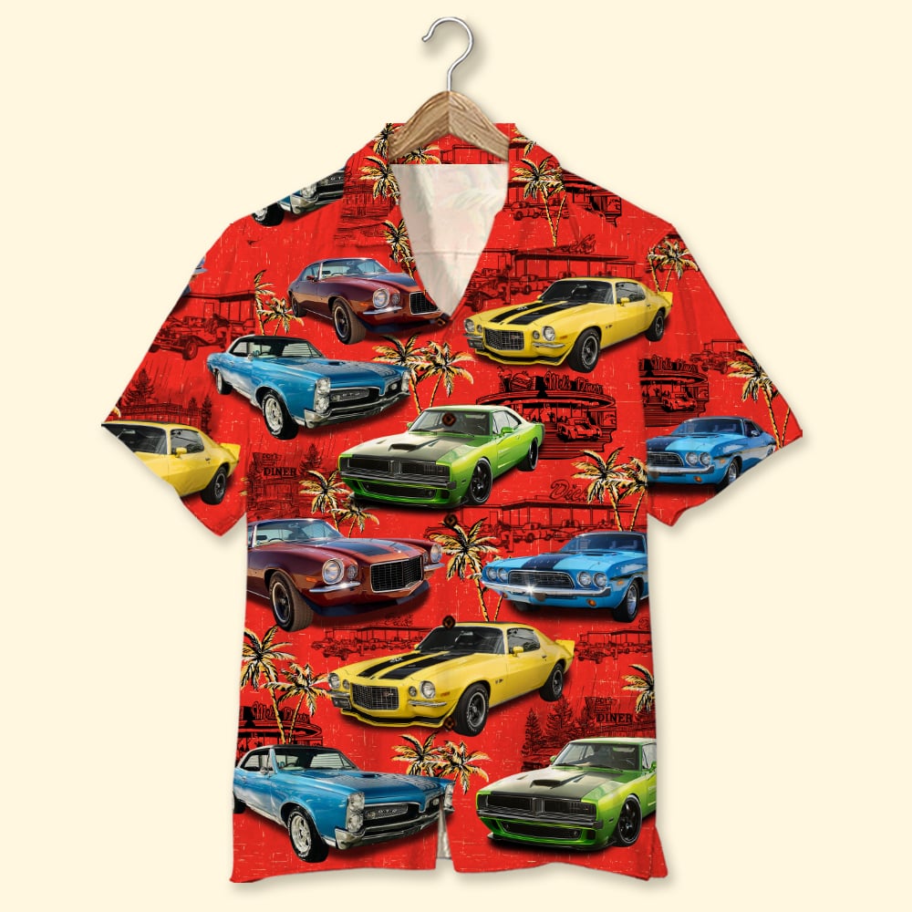 Custom Classic Car Photo Hawaiian Shirt, Coconut Tree Pattern - Hawaiian Shirts - GoDuckee