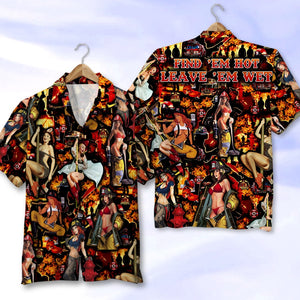 Firefighter Hawaiian Shirt, Aloha Shirt, Hot Girls Pattern, Gift For Him - Hawaiian Shirts - GoDuckee