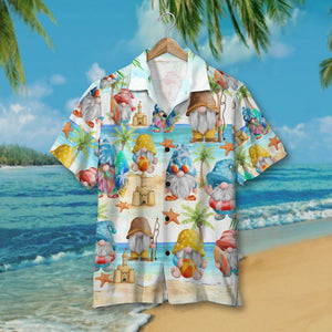Personalized Gnome Hawaiian Shirt, Beach Pattern, Gift For Friends, Family - Hawaiian Shirts - GoDuckee