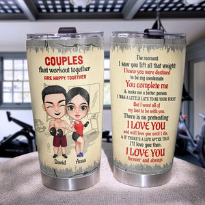 Couples That Workout Together Are Happy Together Personalized Gym Couple Tumbler Cup - Tumbler Cup - GoDuckee