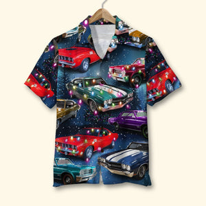 Custom Christmas Muscle Car Hawaiian Shirt, Gift For Car Lovers - Hawaiian Shirts - GoDuckee