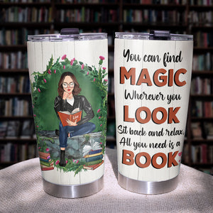 Personalized Reading Girl Tumbler Cup - You Can Find Magic - Tumbler Cup - GoDuckee