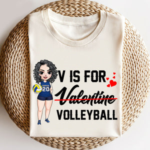 Volleyball Girl V Is For Volleyball - Personalized Shirts - Shirts - GoDuckee