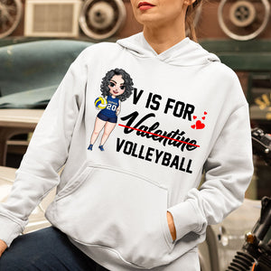 Volleyball Girl V Is For Volleyball - Personalized Shirts - Shirts - GoDuckee