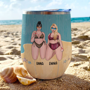 Personalized Bikini Girls Trip Wine Tumbler - Give The Girls Drinks - Wine Tumbler - GoDuckee
