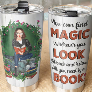 Personalized Reading Girl Tumbler Cup - You Can Find Magic - Tumbler Cup - GoDuckee