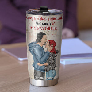 Personalized Hoodie Couple Tumbler - Our Love Story, The First Day, The Yes Day, The Best Day - Tumbler Cup - GoDuckee