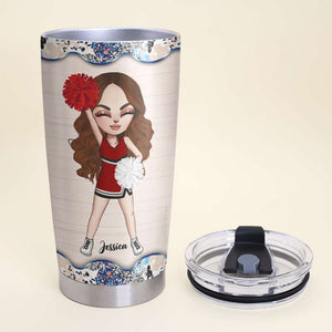 Personalized Cheerleader Tumbler - A Girl Knows Her Limits But A Wise Girl Knows She Has None - Tumbler Cup - GoDuckee