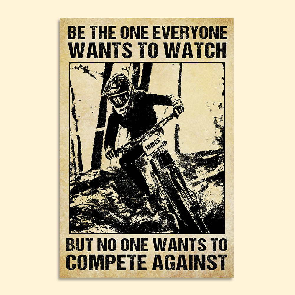no name mountainbike Retro Mountain Biking Poster - No One Wants To Against - Custom Name,