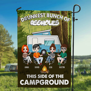 Personalized Friends Flag - This Side Of The Campground - Friends Sitting Together - Flag - GoDuckee