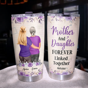 Personalized Mother's Day Tumbler Cup - Mother And Daughter Forever Linked Together - Family Hug MOM2104 - Tumbler Cup - GoDuckee