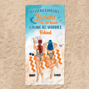 Personalized Sun Tanning Girl Beach Towel - Laziness On The Beach - Beach Towel - GoDuckee