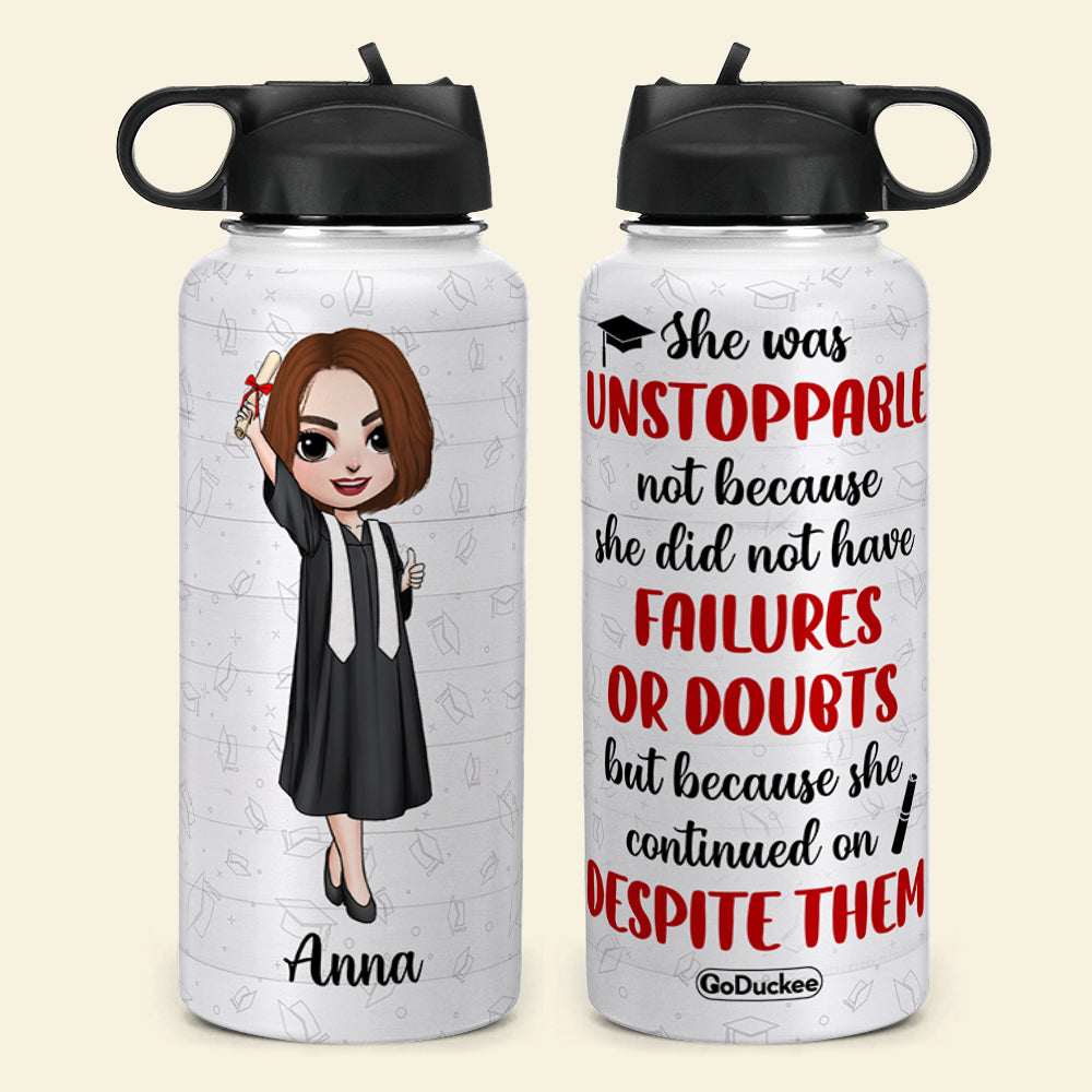 Personalized Graduation Water Bottle - She Was Unstoppable gdt2104 - Water Bottles - GoDuckee