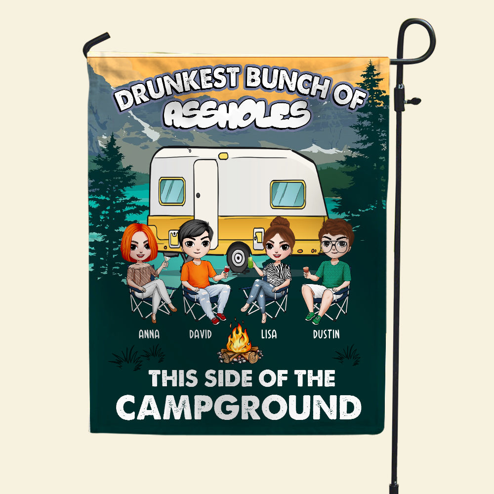 Personalized Friends Flag - This Side Of The Campground - Friends Sitting Together - Flag - GoDuckee