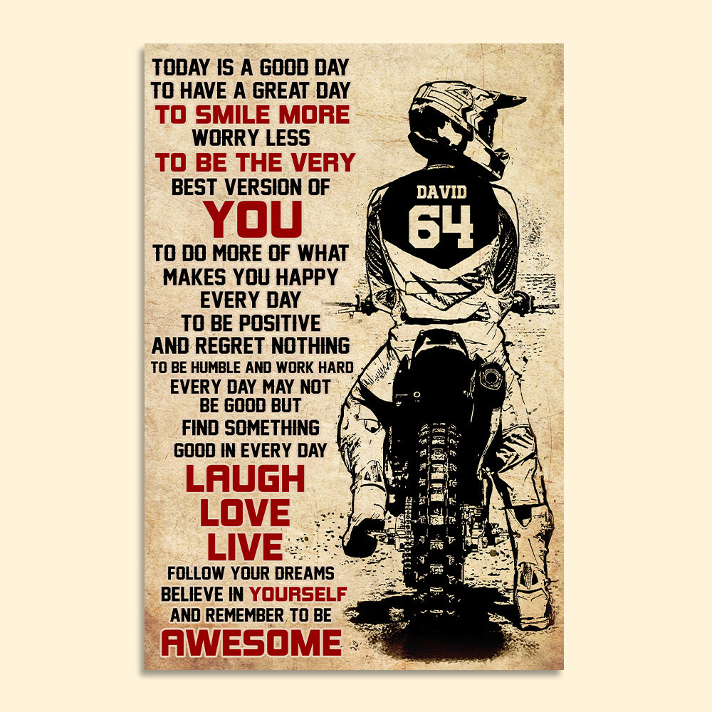 Personalized Motocross Poster - Today Is A Good Day - Vintage
