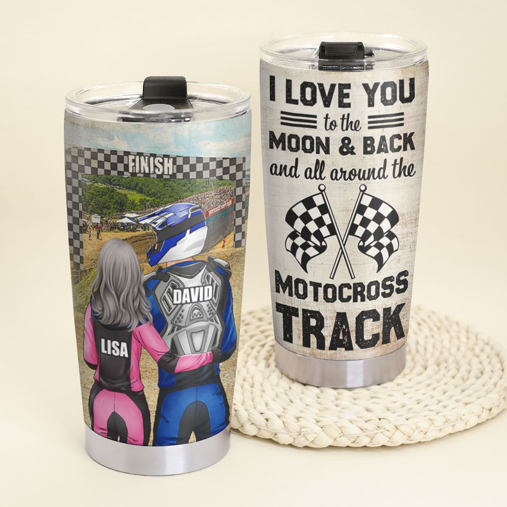 Personalized Motocross Couple Tumbler Cup - I Love You - Tumbler Cup - GoDuckee