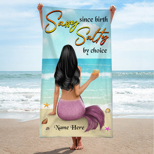 Sassy Salty Mermaid - Personalized Beach Towel, Mermaid Beach Towel - Birthday Gifts For Her - Beach Towel - GoDuckee