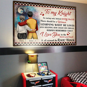 Personalized Racing Couple Poster - To My Knight In Racing Suit - Checkered Pattern - Poster & Canvas - GoDuckee