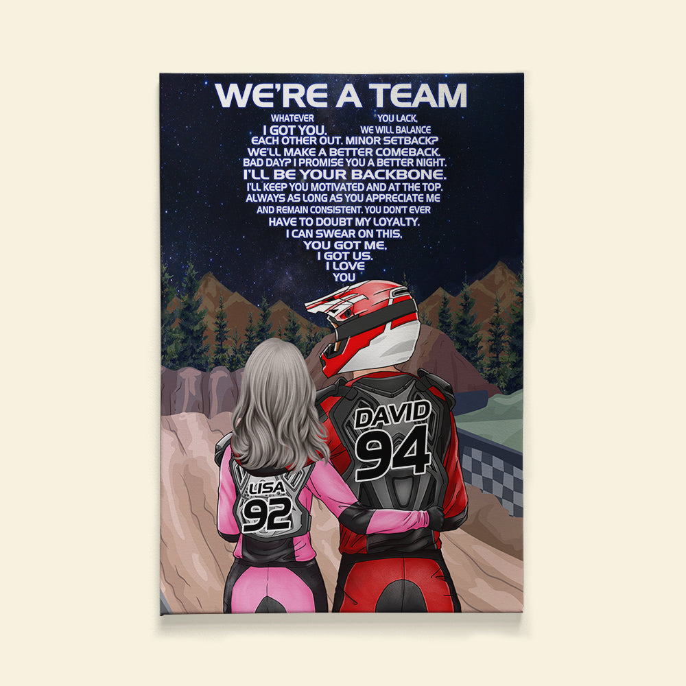 Personalized Motocross Couple Poster - We're A Team - Heart Shape - Poster & Canvas - GoDuckee
