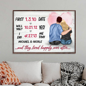 Personalized Young Couple Poster - And They Lived Happily Ever After - First Date, Will You? Yes, I Do, Me Too - Poster & Canvas - GoDuckee