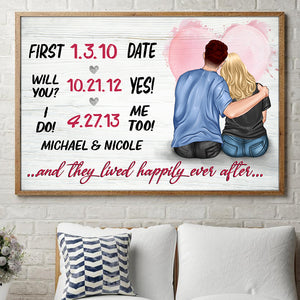 Personalized Young Couple Poster - And They Lived Happily Ever After - First Date, Will You? Yes, I Do, Me Too - Poster & Canvas - GoDuckee