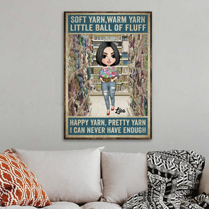 Personalized Knitting Girl Poster - Girl Holding Yarn - Soft Yarn Warn Yarn Little Ball Of Fluff - Poster & Canvas - GoDuckee
