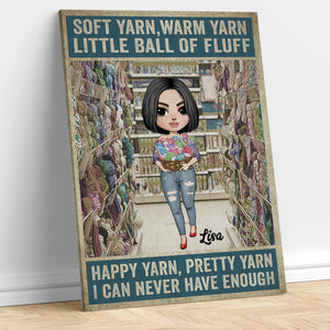 Personalized Knitting Girl Poster - Girl Holding Yarn - Soft Yarn Warn Yarn Little Ball Of Fluff - Poster & Canvas - GoDuckee