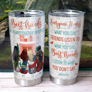 Best Friends Are Always Together In Spirit, Besties Autumn Winter Personalized Tumbler - Tumbler Cup - GoDuckee