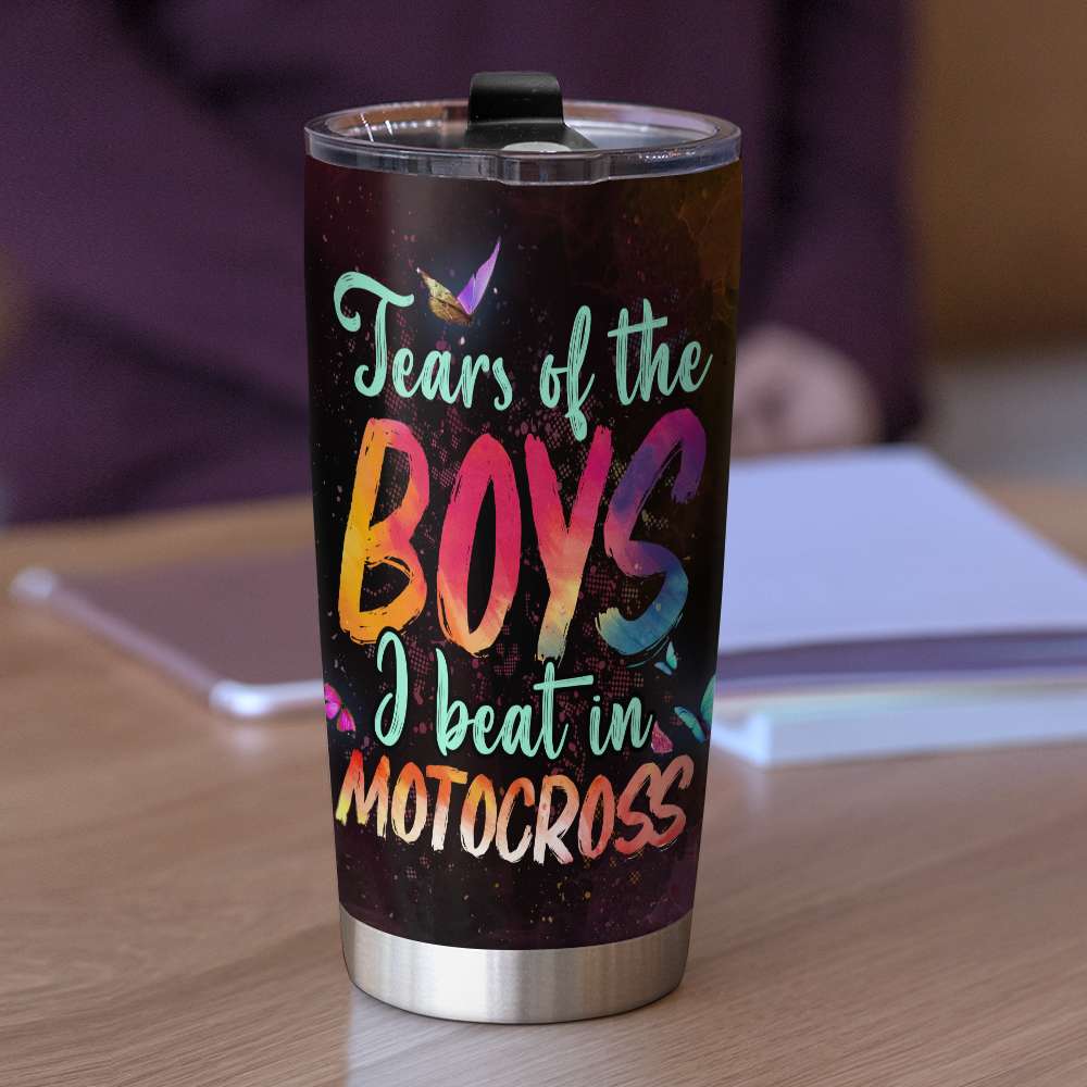 Personalized Motocross Girl Water Bottle - Tears Of The Boys I Beat In -  GoDuckee