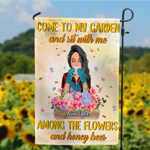 Personalized Autumn Gifts Ideas For Gardening Girl, Come To My Garden and Sit With Me - Custom Flag - Flag - GoDuckee