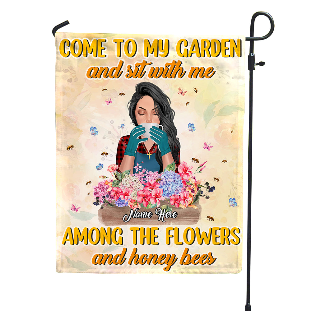 Personalized Autumn Gifts Ideas For Gardening Girl, Come To My Garden and Sit With Me - Custom Flag - Flag - GoDuckee