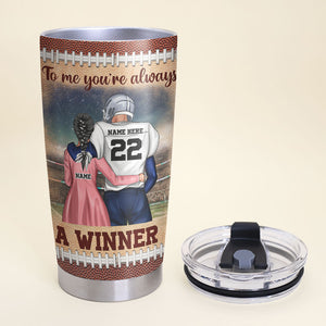 Personalized American Football Couple Tumbler - I'll Always Be Your Biggest Fan - Tumbler Cup - GoDuckee