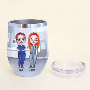 Personalized Nurse Besties Dolls Wine Tumbler - We Go Together Like Best Friends Fol9-Vd1 - Wine Tumbler - GoDuckee