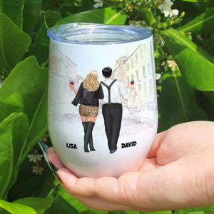 Dad In The Streets Daddy In The Sheets, Personalized Couple Wine Tumbler - Wine Tumbler - GoDuckee