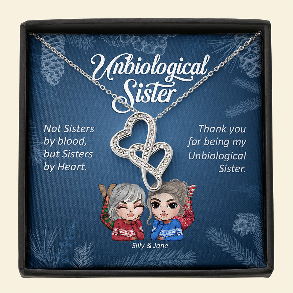 Friends Thank You For Being My Unbiological Sister - Personalized Double Heart Necklace - Jewelry - GoDuckee