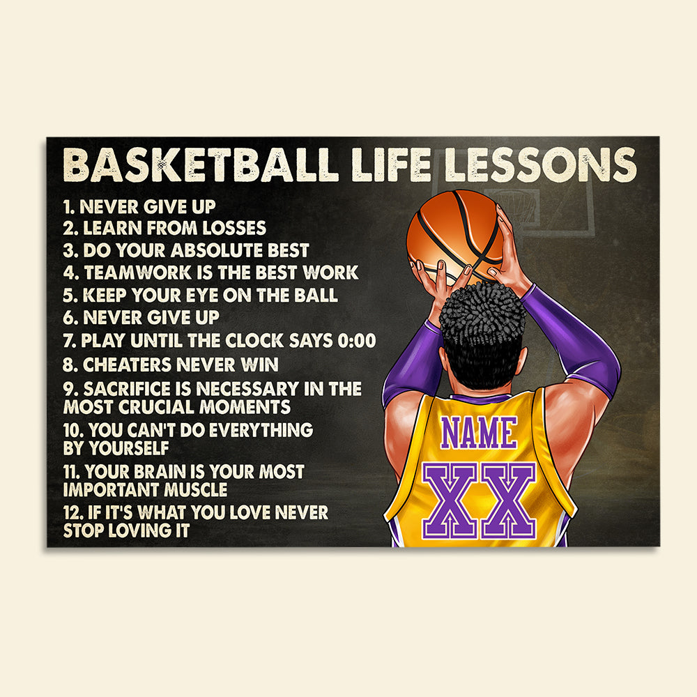 Personalized Basketball Player Poster - Life Lessons Never Give Up Learn From Losses BSB2104 - Poster & Canvas - GoDuckee